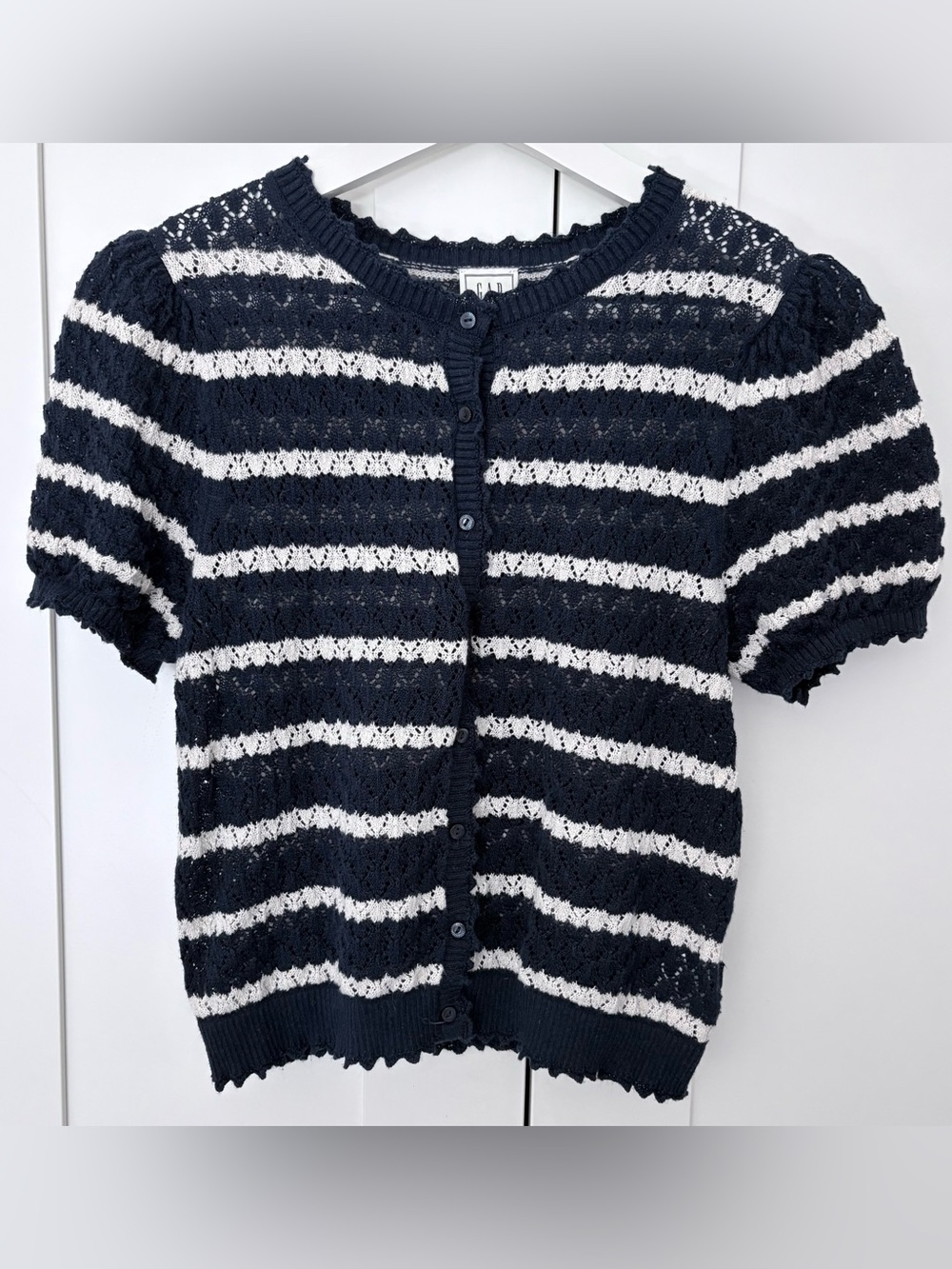 Gap x DÔEN Navy & Cream stripe cardigan. Size S - Picture 3 of 7